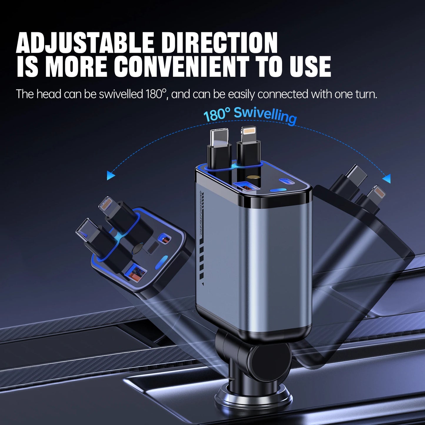5 in 1 Starlight Retractable Car Charger